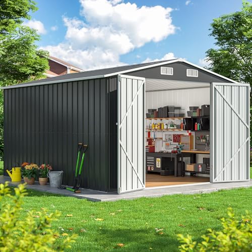 Dausola 10x12 FT Outdoor Metal Storage Shed, Lockable Doors – Epic ...