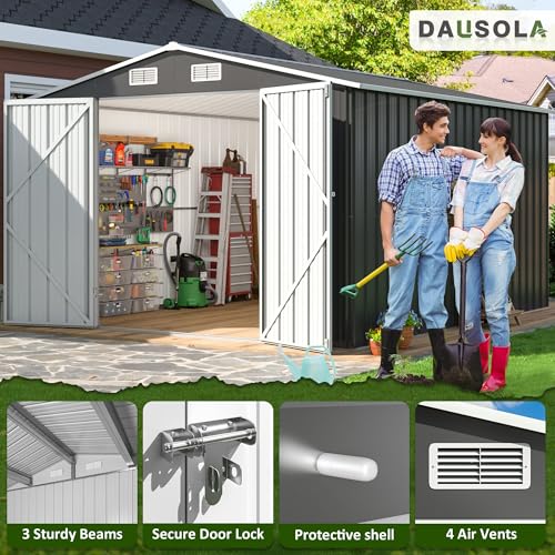 Dausola 10x12 FT Outdoor Metal Storage Shed, Lockable Doors – Epic ...