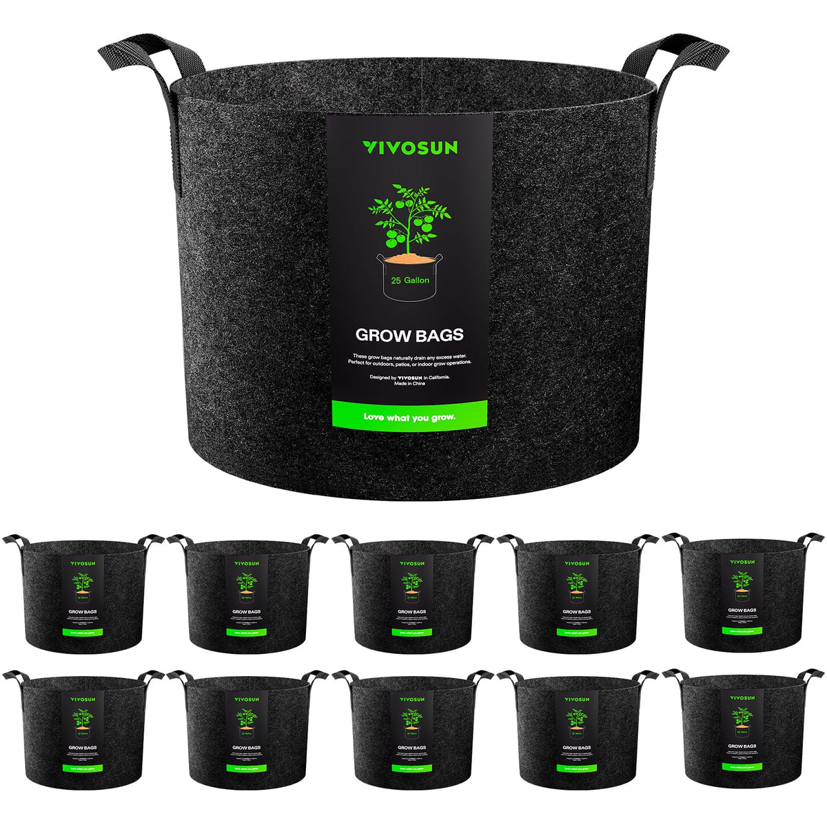 Vivosun 10-Pack Black Grow Bags, Reinforced Planter Fabric Pots – Epic ...