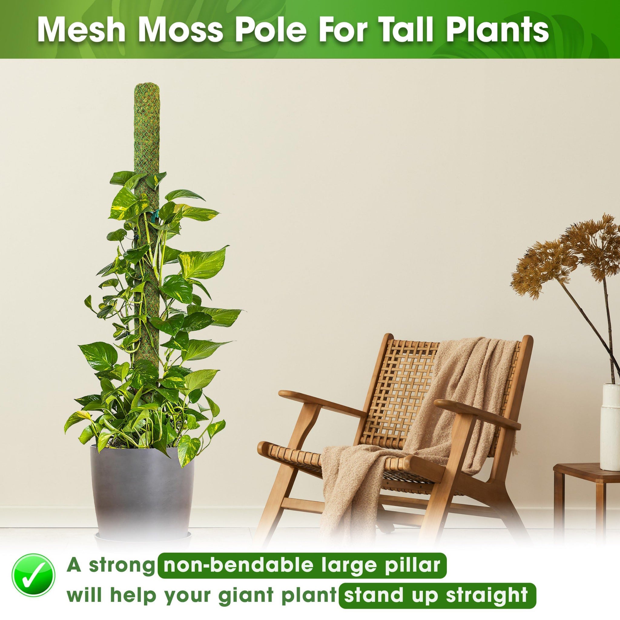 Duspro 59'' Green Moss Pole Plant Stake, Moisture Stick for Plants